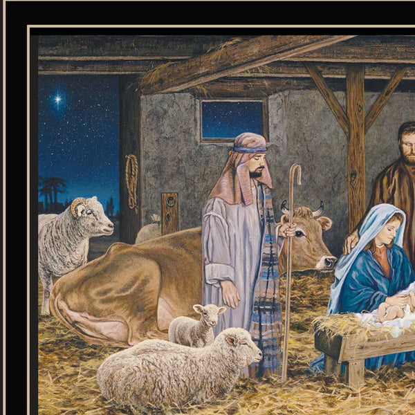 Homeroots The Birth Of Christ Black Framed Wall Art - Celebrate Christmas With Stunning Decorative Elegance  Wood,Paper 572095