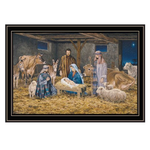 Homeroots The Birth Of Christ Black Framed Wall Art - Celebrate Christmas With Stunning Decorative Elegance  Wood,Paper 572095