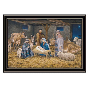 Homeroots The Birth Of Christ Black Framed Wall Art - Celebrate Christmas With Stunning Decorative Elegance  Wood,Paper 572095