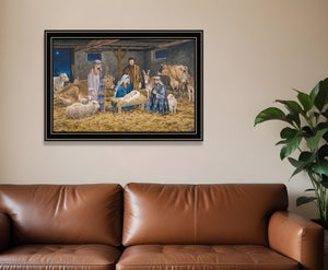 Homeroots The Birth Of Christ Black Framed Wall Art - Celebrate Christmas With Stunning Decorative Elegance  Wood,Paper 572095