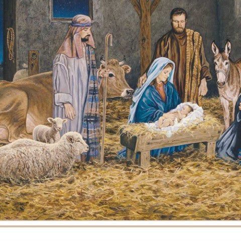 Homeroots The Birth Of Christ Elegant White Framed Wall Art - Celebrate Christmas With Stylish Decor!  Wood,Paper 572096