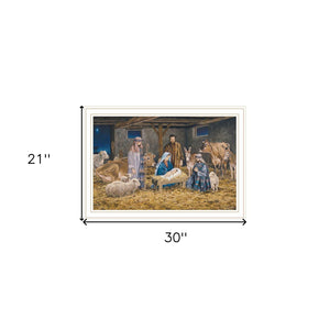 Homeroots The Birth Of Christ Elegant White Framed Wall Art - Celebrate Christmas With Stylish Decor!  Wood,Paper 572096