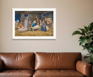 Homeroots The Birth Of Christ Elegant White Framed Wall Art - Celebrate Christmas With Stylish Decor!  Wood,Paper 572096