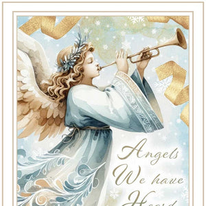 HomeRoots Set of Two Angels "We Have Heard on High" Framed Wall Art – Serene Spiritual Decor for Any Space 572100