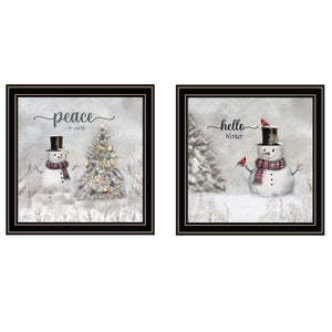 HomeRoots Set of Two "Peace on Earth" Black Framed Wall Art - Modern Holiday Decor for Any Room Style 572101