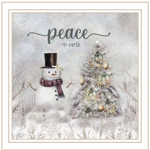 HomeRoots Set of Two "Peace on Earth" White Framed Wall Art Prints - Contemporary Home Decor for Festive Elegance 572102