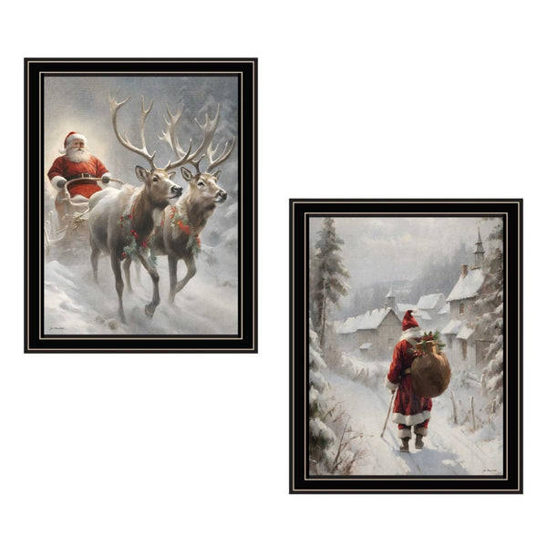 HomeRoots Set of Two Framed Christmas Eve Wall Art – Festive Black Frames for Holiday Home Decor, Ready to Hang 572103