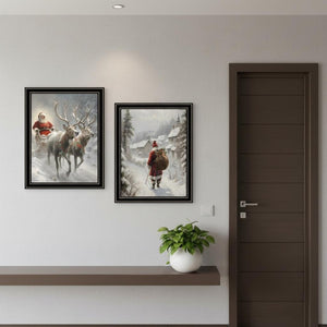 HomeRoots Set of Two Framed Christmas Eve Wall Art – Festive Black Frames for Holiday Home Decor, Ready to Hang 572103