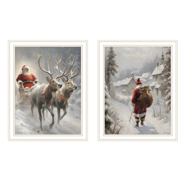 HomeRoots Set of Two On the Eve of Christmas Framed Wall Art - Festive Decor for Modern Holiday Touch! 572104