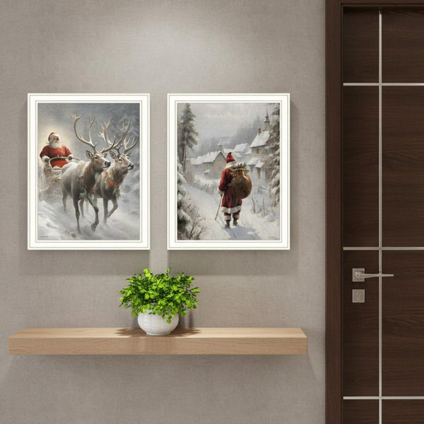 HomeRoots Set of Two On the Eve of Christmas Framed Wall Art - Festive Decor for Modern Holiday Touch! 572104