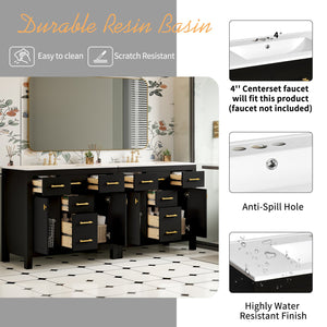 English Elm 72'' Modern Bathroom Vanity Set With Durable Ceramic Sink, Solid Wood Frame, Ample Storage & Style N710SS00011B