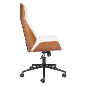 White Ergonomic Rolling Office Chair with Adjustable Height for Executive Workspaces