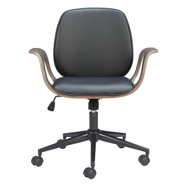 HomeRoots Ergonomic Rolling Desk Chair with Adjustable Seat Height for Modern Home Office Comfort Black Manufactured Wood / Steel 27" W x 35" H x 27" D 572160