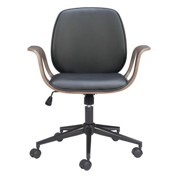 HomeRoots Ergonomic Rolling Desk Chair with Adjustable Seat Height for Modern Home Office Comfort Black Manufactured Wood / Steel 27" W x 35" H x 27" D 572160