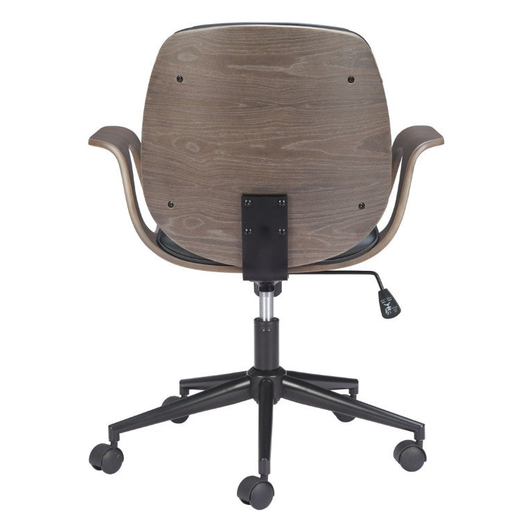 HomeRoots Ergonomic Rolling Desk Chair with Adjustable Seat Height for Modern Home Office Comfort Black Manufactured Wood / Steel 27" W x 35" H x 27" D 572160