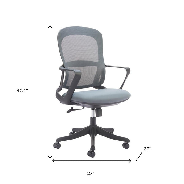 HomeRoots Gray Ergonomic Adjustable Height Swivel Office Chair - Modern Design with Mobility & Comfort Features 572163