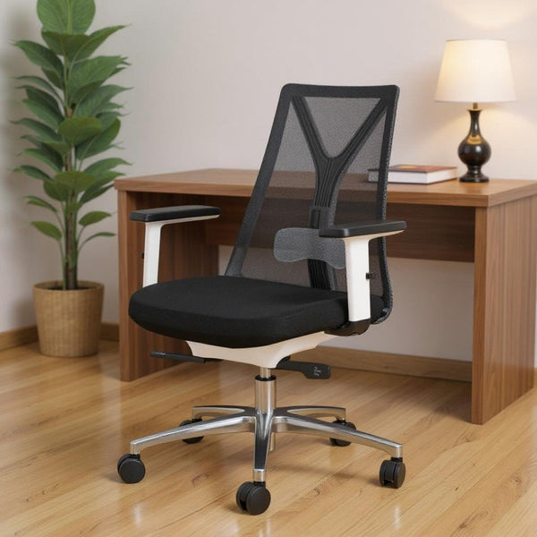 HomeRoots Black Adjustable Height Swivel Office Chair with Mesh Back, Steel Frame & Smooth Rolling Casters 572164