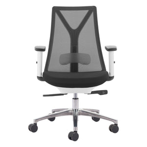 HomeRoots Black Adjustable Height Swivel Office Chair with Mesh Back, Steel Frame & Smooth Rolling Casters 572164