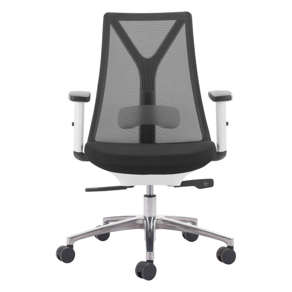 HomeRoots Black Adjustable Height Swivel Office Chair with Mesh Back, Steel Frame & Smooth Rolling Casters 572164