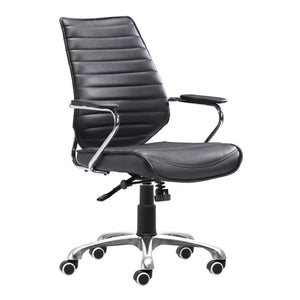 HomeRoots Black Adjustable Height Swivel Rolling Office Chair - Ergonomic Faux Leather, Modern Style & Comfort! 572165