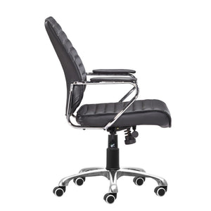 HomeRoots Black Adjustable Height Swivel Rolling Office Chair - Ergonomic Faux Leather, Modern Style & Comfort! 572165