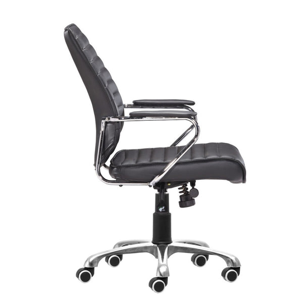 HomeRoots Black Adjustable Height Swivel Rolling Office Chair - Ergonomic Faux Leather, Modern Style & Comfort! 572165