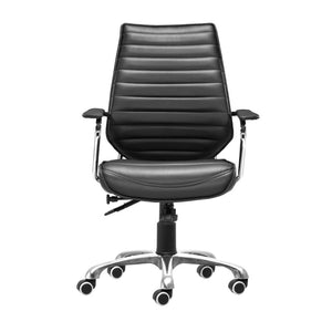 HomeRoots Black Adjustable Height Swivel Rolling Office Chair - Ergonomic Faux Leather, Modern Style & Comfort! 572165