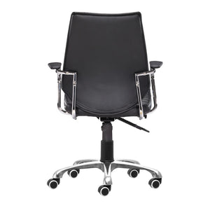 HomeRoots Black Adjustable Height Swivel Rolling Office Chair - Ergonomic Faux Leather, Modern Style & Comfort! 572165