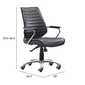 HomeRoots Black Adjustable Height Swivel Rolling Office Chair - Ergonomic Faux Leather, Modern Style & Comfort! 572165