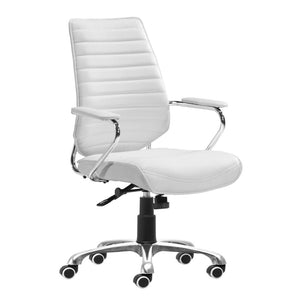 HomeRoots White Adjustable Height Swivel Rolling Office Chair - Modern Ergonomic Design for Ultimate Comfort 572166