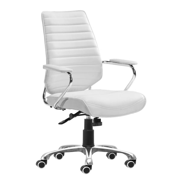 HomeRoots White Adjustable Height Swivel Rolling Office Chair - Modern Ergonomic Design for Ultimate Comfort 572166