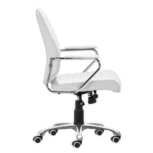 HomeRoots White Adjustable Height Swivel Rolling Office Chair - Modern Ergonomic Design for Ultimate Comfort 572166