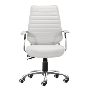 HomeRoots White Adjustable Height Swivel Rolling Office Chair - Modern Ergonomic Design for Ultimate Comfort 572166