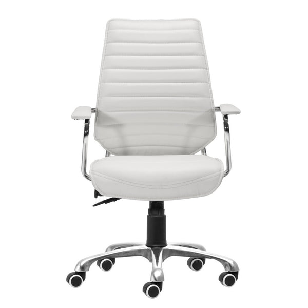 HomeRoots White Adjustable Height Swivel Rolling Office Chair - Modern Ergonomic Design for Ultimate Comfort 572166