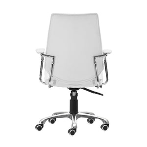HomeRoots White Adjustable Height Swivel Rolling Office Chair - Modern Ergonomic Design for Ultimate Comfort 572166