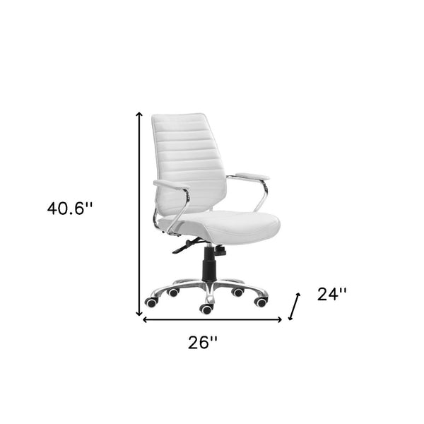 HomeRoots White Adjustable Height Swivel Rolling Office Chair - Modern Ergonomic Design for Ultimate Comfort 572166