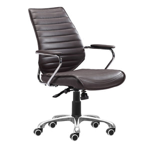 HomeRoots Espresso Adjustable Height Swivel Chair – Stylish Faux Leather & Silver Frame for Ultimate Comfort 572167