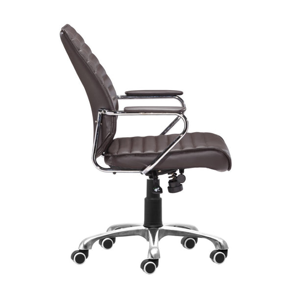 HomeRoots Espresso Adjustable Height Swivel Chair – Stylish Faux Leather & Silver Frame for Ultimate Comfort 572167