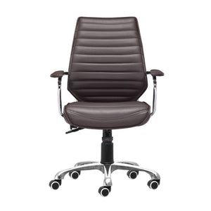 HomeRoots Espresso Adjustable Height Swivel Chair – Stylish Faux Leather & Silver Frame for Ultimate Comfort 572167