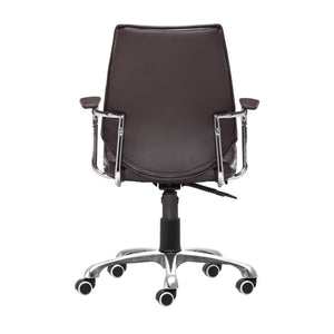 HomeRoots Espresso Adjustable Height Swivel Chair – Stylish Faux Leather & Silver Frame for Ultimate Comfort 572167