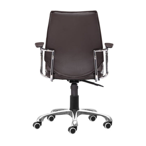 HomeRoots Espresso Adjustable Height Swivel Chair – Stylish Faux Leather & Silver Frame for Ultimate Comfort 572167