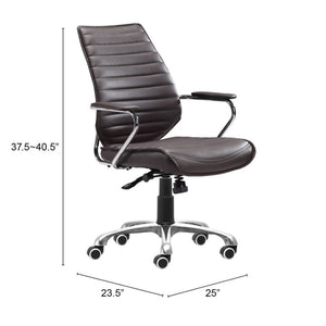 HomeRoots Espresso Adjustable Height Swivel Chair – Stylish Faux Leather & Silver Frame for Ultimate Comfort 572167