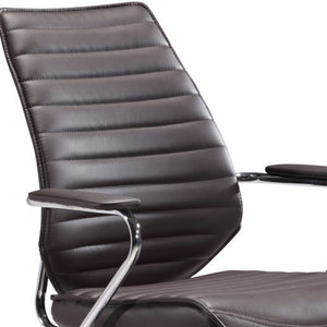 HomeRoots Espresso Adjustable Height Swivel Chair – Stylish Faux Leather & Silver Frame for Ultimate Comfort 572167