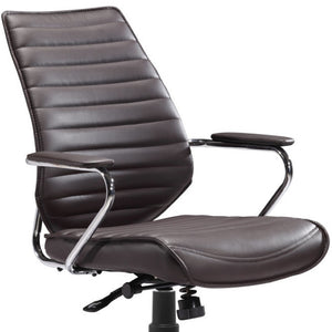 HomeRoots Espresso Adjustable Height Swivel Chair – Stylish Faux Leather & Silver Frame for Ultimate Comfort 572167