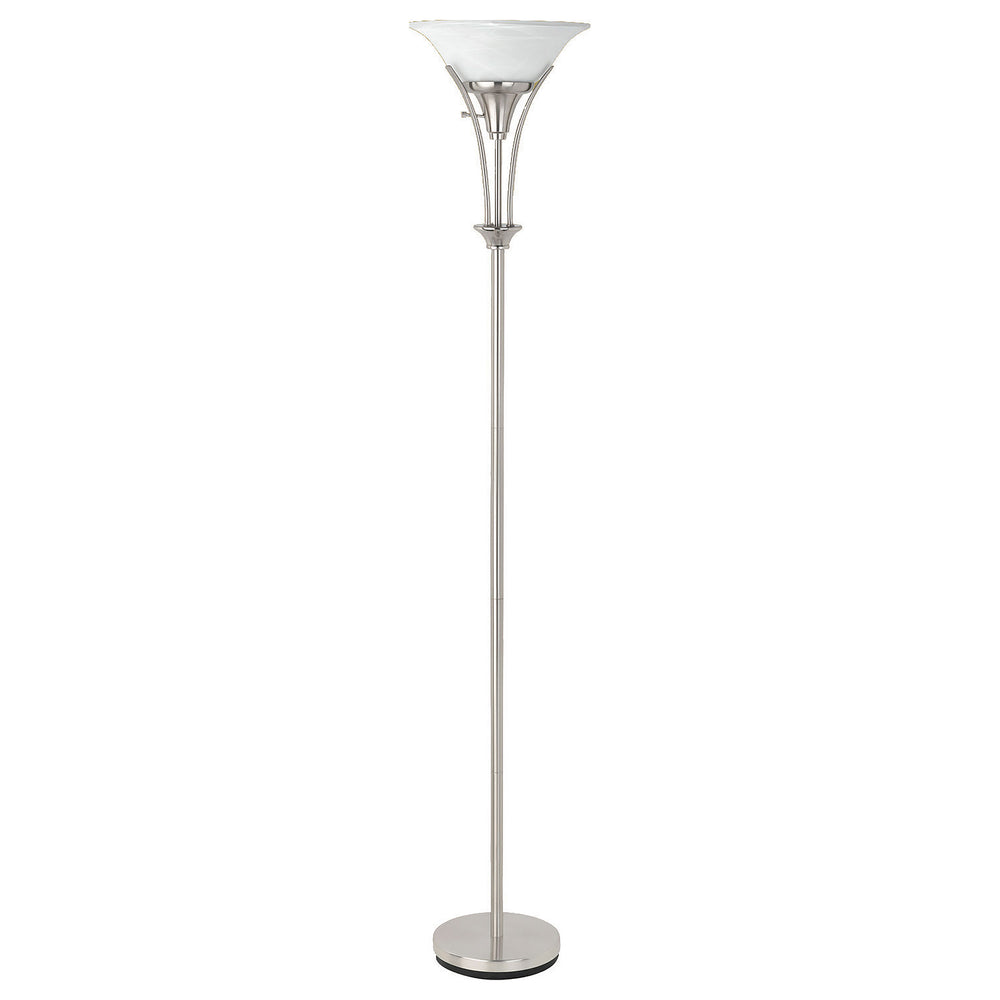 English Elm Jessa Brushed Steel Frosted Torchiere Floor Lamp - Sleek Fingerprint-Resistant Metal, Warm Diffused Glow B062P328634