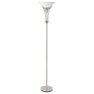 English Elm Jessa Brushed Steel Frosted Torchiere Floor Lamp - Sleek Fingerprint-Resistant Metal, Warm Diffused Glow B062P328634