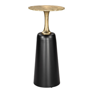 HomeRoots 26" Elegant Gold and Black Round Pedestal End Table - Versatile Accent Piece for Modern Interiors 572177
