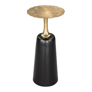 HomeRoots 26" Elegant Gold and Black Round Pedestal End Table - Versatile Accent Piece for Modern Interiors 572177