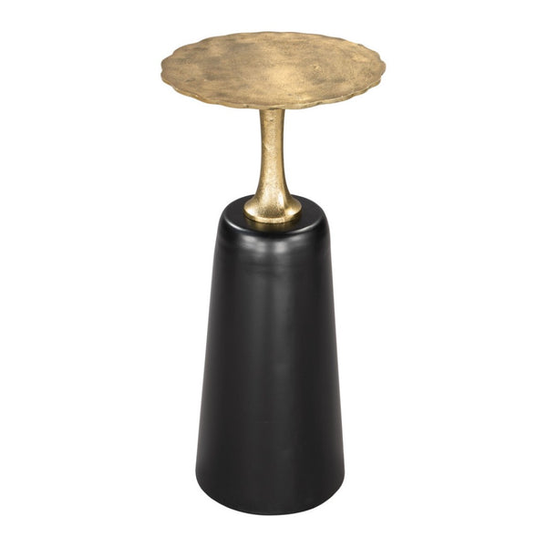 HomeRoots 26" Elegant Gold and Black Round Pedestal End Table - Versatile Accent Piece for Modern Interiors 572177