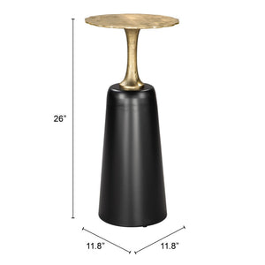 HomeRoots 26" Elegant Gold and Black Round Pedestal End Table - Versatile Accent Piece for Modern Interiors 572177